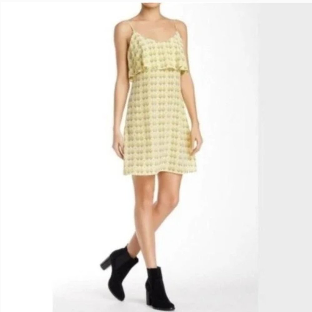 Joie Parthena Acid Lime Silk Ruffle Top Sleeveless Mini Dress M